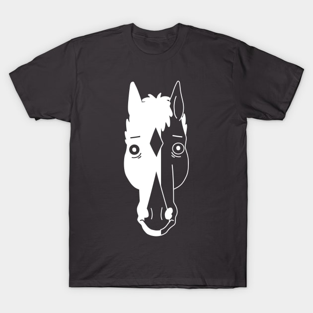 Bojack Horseman Face (white) T-Shirt by GeleHaas